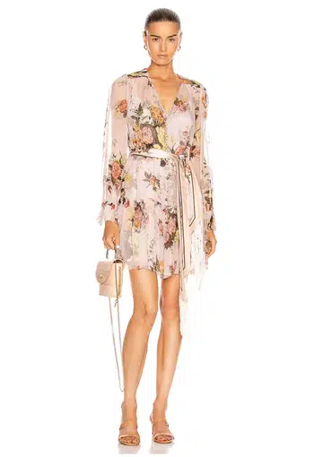 Zimmermann Brightside silk Mini Dress, Blush, Size (AU 12)