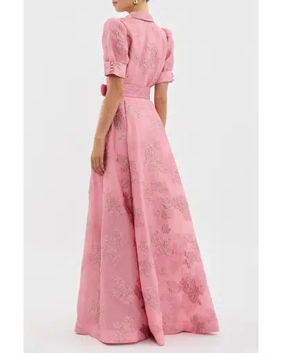 【REBECCA VALLANCE】ANNETTE BUTTON GOWN メタリック ロング REBECCA VALLANCE】ANNETTE BUTTON GOWN メタリック ロング