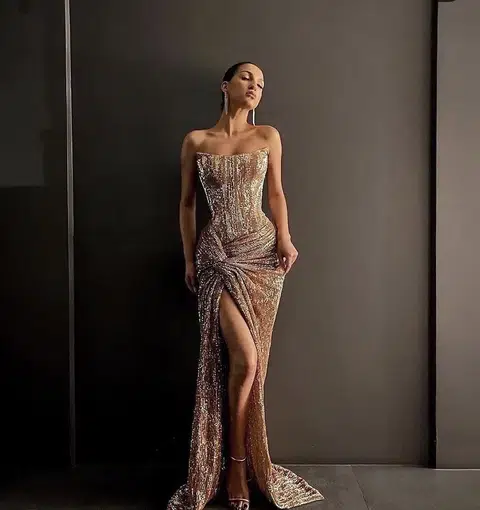 Lia Stublla Chanel Gown Rose Gold Size The Volte