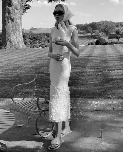 Aje Dimension Knit Midi Dress Ivory Size XS / AU 6 | The Volte