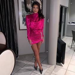 Alessandra Rich pink crystal embellished silk satin mink dress Pink Size 8
