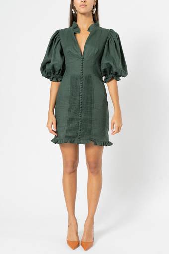 Joslin Riley Linen Dress Forest Green Size 8 | The Volte