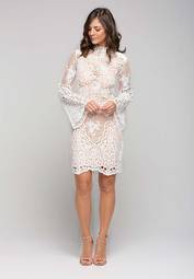 White Suede - Mini Lace Shift Dress White size 8