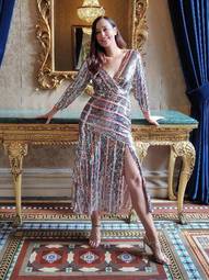 Rixo Tyra Sequin Stripe Midi Dress size 12