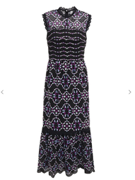 Sandro Fluted embroidered tulle midi dress size 8 