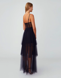 Fame and Partners, Black Corset Tiered Gown