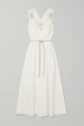 Nanushka - Lilith vegan leather-trimmed cotton-poplin maxi dress in White (size 8) NEVER WORN!