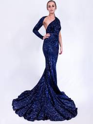 Abyss by Abby TAMARA Sequin Gown Navy Size 6
