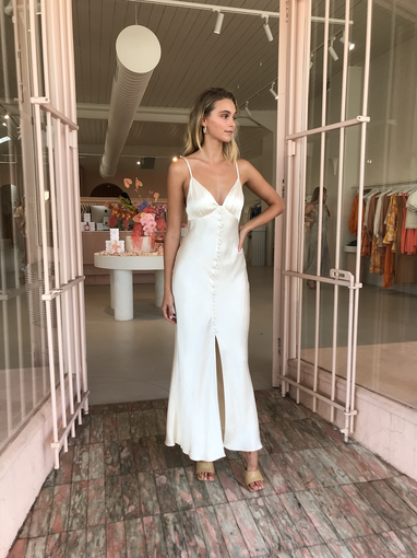 Shona Joy La Lune Bias Slip Dress Cream Size 10 | The Volte