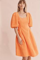 Country Road Seersucker Orange Mini Dress