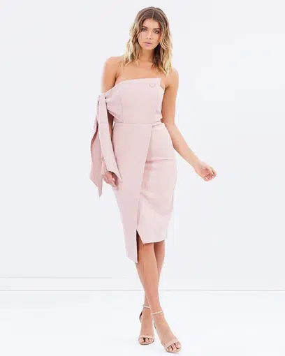 Misha Romi Structured Midi Dress Pink Size 8/S The Volte