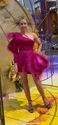 Steph Audino Couture Perth designer fuchsia pink cocktail dress school ball gown size 8-10