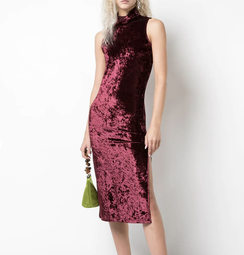 "Caroline Constas" Velvet mock neck dress, burgundy, size 10, RRP $677