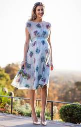 TIFFANY ROSE  Maya Gown - Dusky Blue Floral Size 12