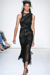 Macrame Knit Asymmetric Dress Black Size 8