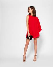 Ted Baker Bolty One-sided Draped Tunic Dress Red Size 12