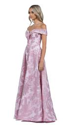 Bariano Ball Gown Jacquard Off-the-Shoulder Pink Size 6