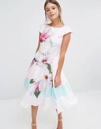 Ted Baker Bromlie Prom Dress in Pink Magnolia Print