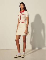 Sandro Irene Knit Polo Dress White Size 8