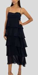Carla Zampatti Tiered Maxi Dress Navy Size 6