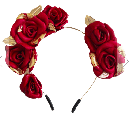 Natalie Bikicki Red Roses & Gold Leaf Crown