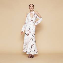 White Suede Time Stops Floral dress