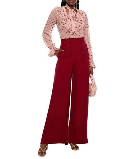 detailed Crepe Wide-leg Pants 