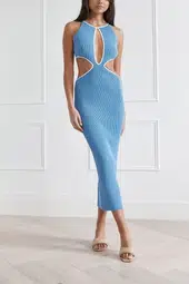San Sloane Adrian Rib Knit Dress Blue Size 6