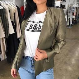 Sass & Bide Keep Talking Blazer Jacket - Khaki - Size 36 (6-8)