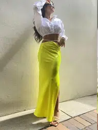 Michael Lo Sordo Tri Bias Crystal Skirt yellow size 6