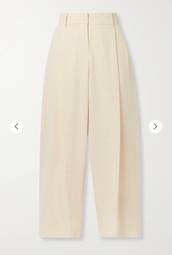 Cream cropped pleated pants 