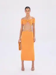 Cult Gaia Cessaly Knit top and Hedda Knit skirt Set in Marigold Orange Size 8