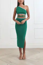 San Sloane Arianna Rib Midi Dress Green Size 6