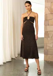 Misha Collection Dulci Midi Dress Black Size 6