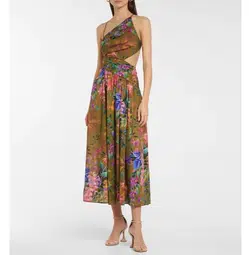 Zimmermann Tropicana Asymmetric Dress Khaki Floral Size 12