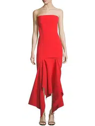 Solace London Veronique Strapless Midi Dress Red Size 10
