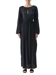 Joslin Lois Silk Maxi Dress in Sandwash Black Size 8