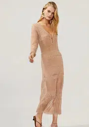 Suboo Harper Knit Kaftan Midi Dress Brown Size 8