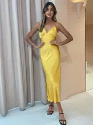 Shona Joy Alma Backless Midi Dress in Saffron Gold Size 10 