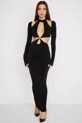 House of CB Serafina Cut Out Maxi Dress Black Size 8