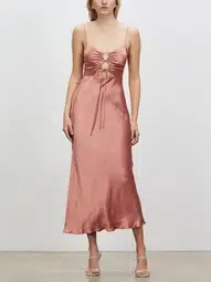 Shona Joy Eloise Lace Up Midi Dress in Antique Rose Pink Size 12