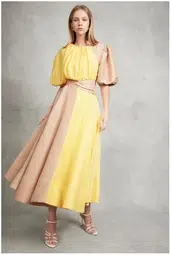 Aje Caliente Two Tone Puff Sleeve Dress Yellow Size 8