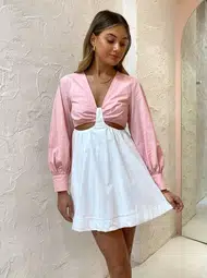 By Nicola Voyage Cutout Shift Mini Dress Pink Size 10