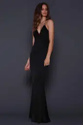 Elle Zeitoune V Neck Gown Black Size 12