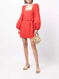 Rebecca Vallance Portia Long Sleeve Mini Dress Red 