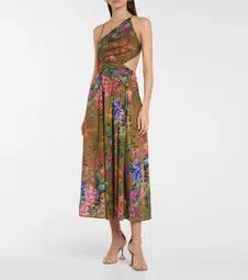 Zimmermann Tropicana Asymmetric Dress Khaki Floral 