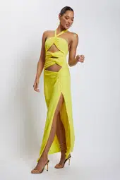 Meshki Nikki Multi Cut Out Maxi Dress Yellow