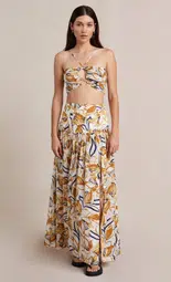 Bec & Bridge Eugenie Lace Up Top and Maxi Skirt Set Print