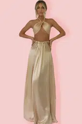 Sisters The Label Multiway Vivienne Gown in Champagne Silk Gold