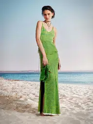 Christopher Esber Deconstruct Knit Cami Dress Green Size 8 